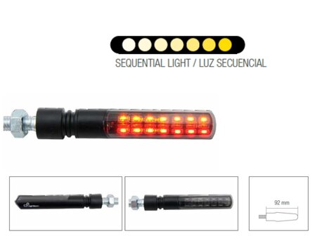 LIGHTECH Knipperlichten Led ABS Plastic Zwart Side &amp; Brake Light