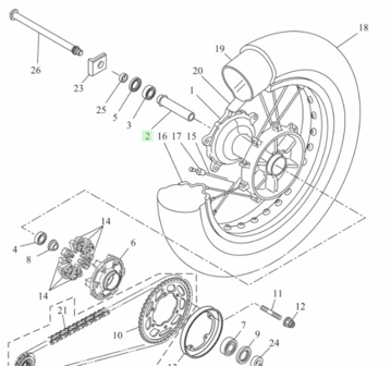 Originele afstand bus achterwiel Tenere 700 BEH-F5317-00