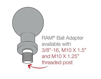 RAM&reg; Bal Adapter met M10-1.25 Gegoten Post