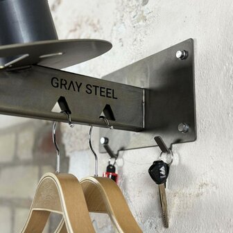 Gray steel X5 helmet &amp; gear wall mount Gun Metal