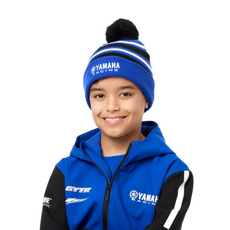 Paddock Blue beanie met pompon voor kinderen