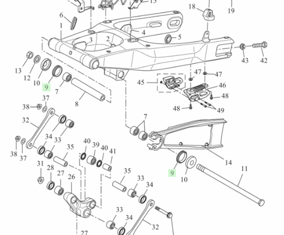 Keerring achterbrug Yamaha 93108-35004