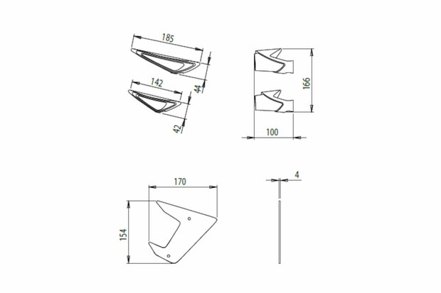 PUIG Side Spoiler Downforce Naked voor de Yamaha MT-07 '21-