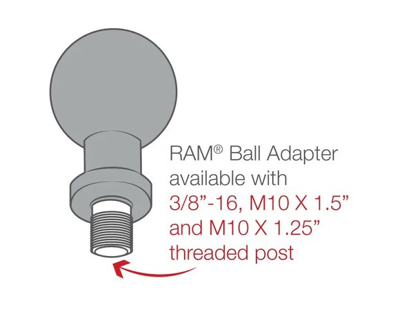 RAM® Bal Adapter met M10-1.25 Gegoten Post