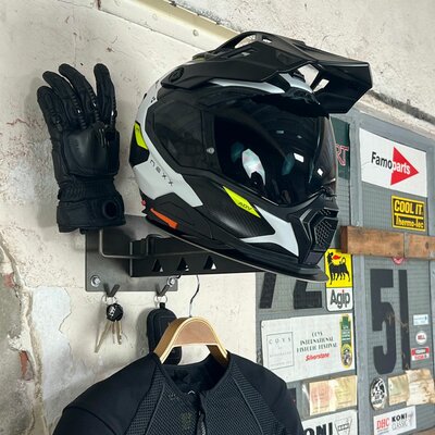 Gray steel X7 helmet & gear wall mount Matt Black