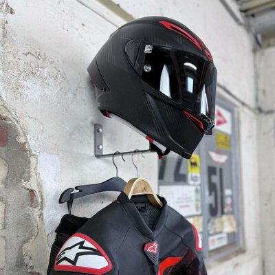 Gray steel X3 helmet & gear wall mount Gun Metal